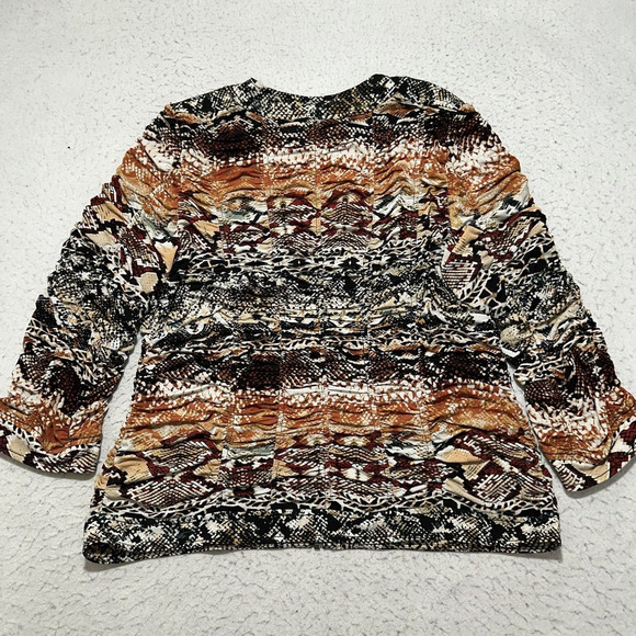 Chico's Size 2 Women's Large Animal Snakeskin Ruched Full Zip Sweatshirt Jacket - Picture 9 of 12